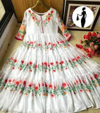 Elegant White Chiffon Embroidered Maxi Dress for Women