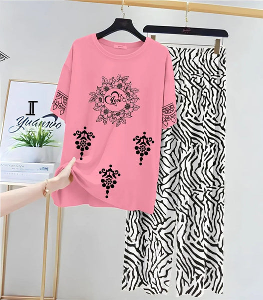 2 Pcs Women's Stitched Jersey Printed Night Suit - Comfort & Style