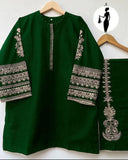 Elegant Green Shamoz Silk Embroidered 2 Piece Women's Outfit