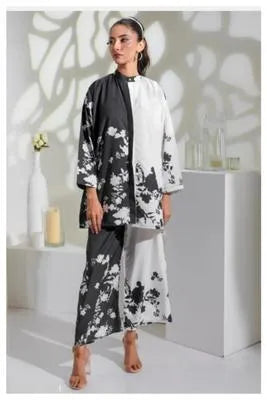 Multicolor Swiss Voile 2 Piece Digital Print Co-Ord Set for Women