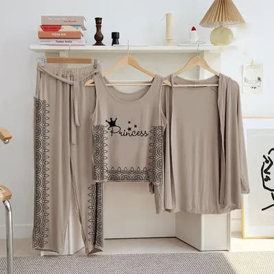 Comfortable Jersey Printed 3 Piece Night Suit for Women