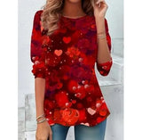 Red Cotton Jersey Printed Sweatshirt for Women - Stylish & Comfy