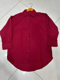 Elegant Maroon Silk Button Down Shirt for Women