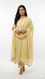 Elegant Yellow Embroidered Chiffon Frock Set for Women