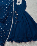 Elegant Blue Chiffon Embroidered Maxi Suit - 3 Piece Set