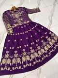 Purple Embroidered Shamoz Silk 2 Piece Women's Ensemble