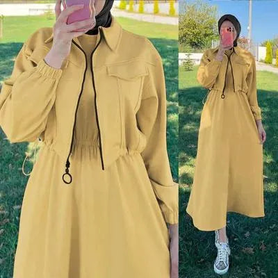 Stylish Women's Brown Fleece Zipper Tracksuit - Standard Size