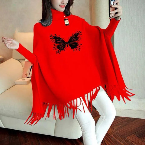 Stylish Women's Red Cotton Printed High Neck Top