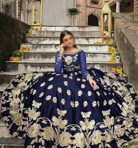 Elegant Blue Silk Embroidered Lehenga Choli Set for Women