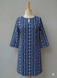 Stylish Medium Blue Linen Block Printed Women's Shirt