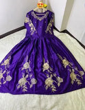 Elegant Purple Shamoz Silk Embroidered Maxi Dress for Women