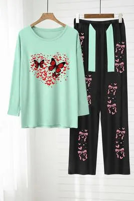 Magenta Jersey Printed 2 Piece Women's Sleepwear Set