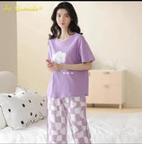 Purple Jersey Printed 2 Pcs Women's Stitched Night Suit
