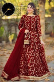 Elegant Maroon Shamoz Silk Embroidered Lehenga Choli Set