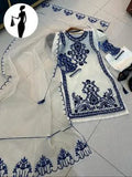 Elegant Blue Organza Embroidered 3 Piece Women's Suit