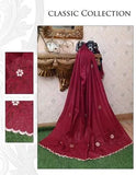 Elegant Maroon Swiss Lawn Stitched Dupatta with Patch Work Design