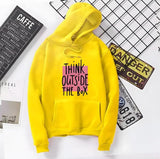 Stylish Women's Fleece Printed Pullover Hoodie in Yellow