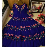 Stylish Blue Chiffon Embroidered Maxi Dress for Women