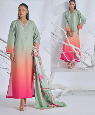 Elegant Pink 3 Piece Stitched Lawn Printed Suit for Women