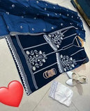 Elegant Blue Organza Embroidered 3 Piece Women's Suit