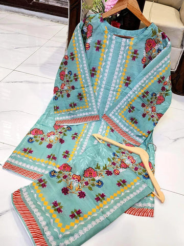 Multicolor Women's Swiss Lawn Printed Co-Ord Set - 2 Piece Replica