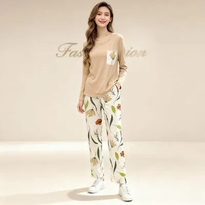 Stylish Jersey Printed Night Suit for Women - 2 Pcs Set
