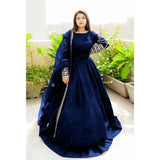 Elegant Blue Shamoz Silk Embroidered Lehenga Choli Set