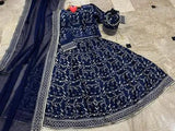 Elegant Blue Shamoz Silk Embroidered Lehenga Choli Set