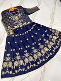 Embroidered Shamoz Silk Flared Lehenga Set for Women