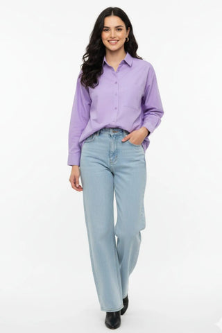 Elegant Purple Silk Button Down Shirt for Women