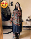 Elegant Black Swiss Lawn Mirror Work 2 Piece Stitched Set