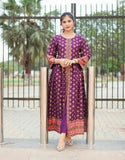 Stylish Printed Silk Frock and Trouser Set for Women