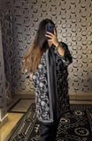 Elegant Black Shamoz Silk Embroidered Gown Suit - 3 Piece Set