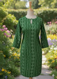 Elegant Green Linen Block Printed Shirt for Women - Medium Size