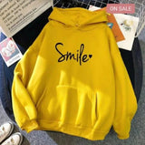 Stylish Printed Fleece Pullover Hoodie for Women - Yellow