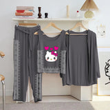 Stylish 3 Piece Jersey Printed Night Suit for Women