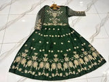Elegant Green Shamoz Silk Embroidered Maxi Suit for Women