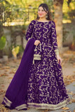 Elegant Purple Shamoz Silk Embroidered Maxi Dress for Women