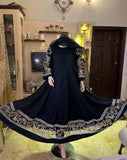 Elegant Black Chiffon Embroidered Women's Maxi Suit - 3 Pcs Set
