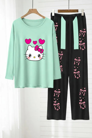 Stylish Magenta Jersey Printed Night Suit for Women