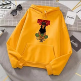 Women's Stitched Fleece Printed Pullover Hoodie in Yellow