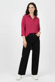 Elegant Pink Silk Button Down Shirt for Women - Sizes M & L