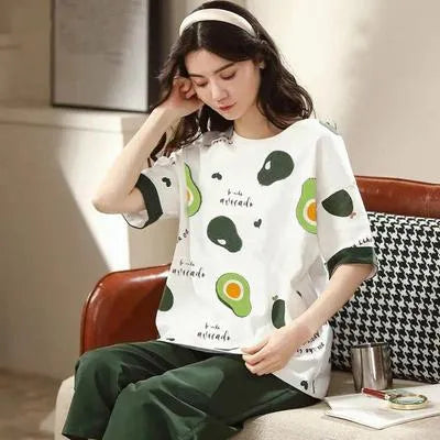 2 Pcs Women's Jersey Printed Sleep Suit - Comfortable & Stylish