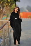 Elegant Black Velvet Maxi Dress with V-Neck Design
