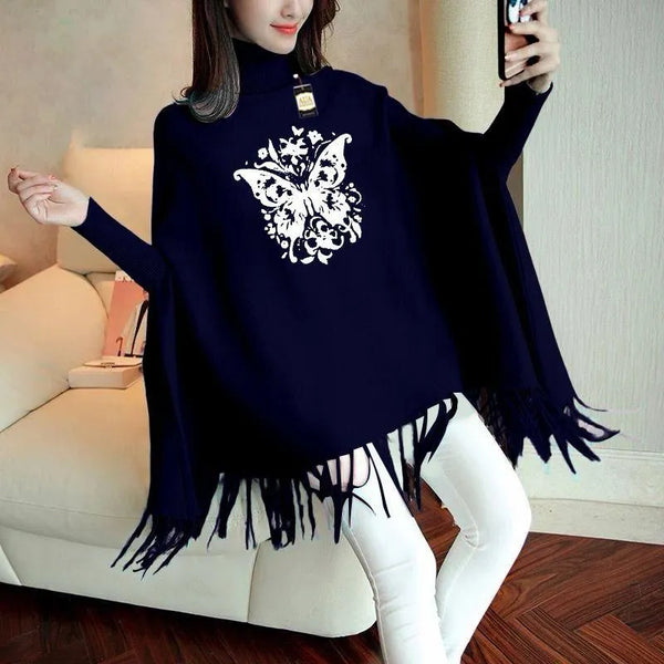 Blue Cotton Printed High Neck Women's Shirt - Stylish Western Wear