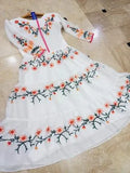 Elegant White Chiffon Embroidered Maxi Dress for Women