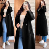 Stylish Black Fleece Overcoat - Women's Winter Coat