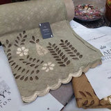 Elegant Grey Swiss Lawn Dupatta with Patch Work Design