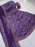 Elegant Purple Shamoz Silk Embroidered Maxi Dress for Women