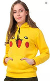 Stylish Women's Fleece Printed Pullover Hoodie in Yellow